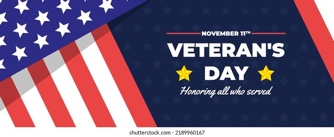 happy usa veteran day horizontal banner vector flat design