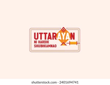 Happy Uttarayan greeting card design with kites and clouds on white isolated background. Web banner template, mnemonic, graphic illustration layout, logo unit, concept, icon for print ad, poster