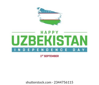 Happy Uzbekistan Independence day, Independence day Uzbekistan, Uzbekistan flag, Uzbekistan, 1st September, 1 September, National Day, Brush Style Flag Typographic Design Typography Vector Eps Icon