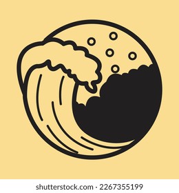 icono del logotipo de la playa de vacaciones felices