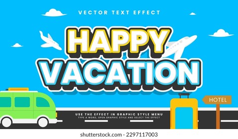Efecto de estilo de texto editable para vacaciones felices. Efecto de texto vectorial.