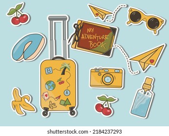 Conjunto de stickers del vector de vacaciones felices