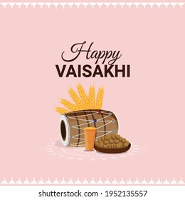 Happy Vaisakhi Celebration Design Concept With Creative Element 