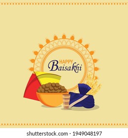 Happy vaisakhi celebration flat design concept