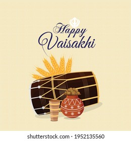 Happy vaisakhi celebration flat design concept