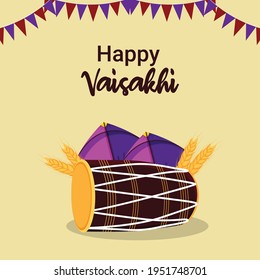 Happy vaisakhi celebration greeting card with illustration