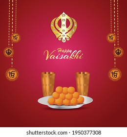 Happy vaisakhi creative design with illustration and background