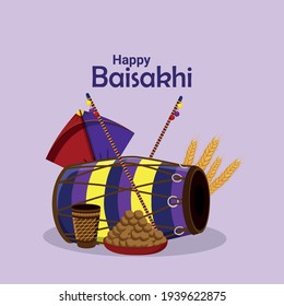 Happy vaisakhi flat design concept background