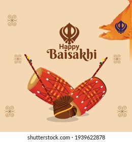 Happy vaisakhi flat design concept background