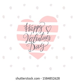 Happy Valentaines Day poster. Doodle pink stroke heart. Stock vector illustration.