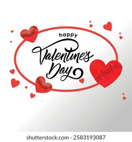 Happy Valentiens Day lettering oval frame with heart