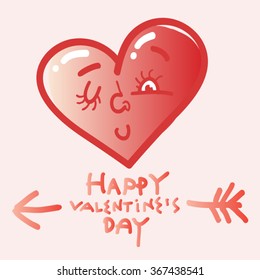 happy valentin day heart postcard vector