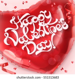 Happy Valentin Day. Red heart toy balloon 3d vector