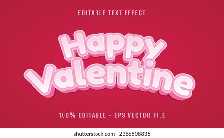 happy valentine 3d text effect design