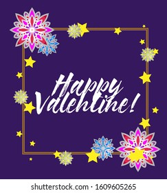 happy valentine, beautiful greeting card background or template banner with night theme. vector design illustration