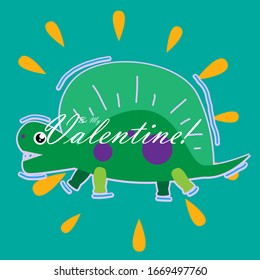 happy valentine, beautiful greeting card background or template banner with dinosaur theme. vector design illustration