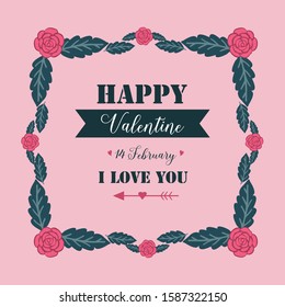 Happy valentine card with crowd of flower and leaf of interesting. Vector