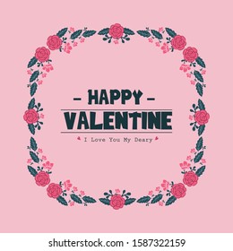 Happy valentine card with crowd of flower and leaf of interesting. Vector