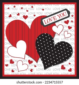 Happy valentine card design with heart shapes