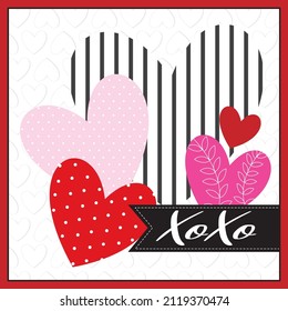 Happy valentine card with heart shape and text
