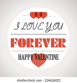 happy valentine card with hearts and lines. valentine concept