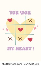 Happy valentine card illustration. You won my heart illustration concept for valentine card. Valentines day celebration. Happy Valentine Day card.