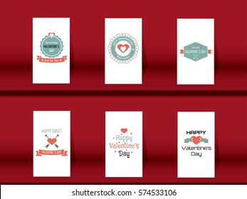 Happy Valentine Card Set, Flat designed vector Illustration