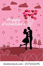 Happy valentine couple flat design vector background