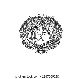 happy valentine couple vector illustration