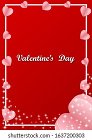 happy Valentine day 2020 Red Heart pink Background
