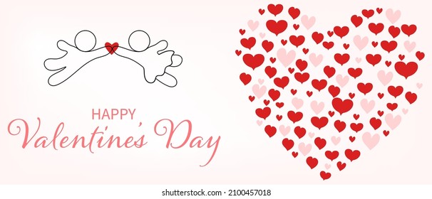 Happy valentine day background with creative love composition of the hearts
