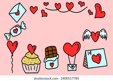 Happy Valentine Day background with flat style design