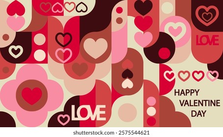 Happy Valentine day background with geometry element for poster, banner and web.