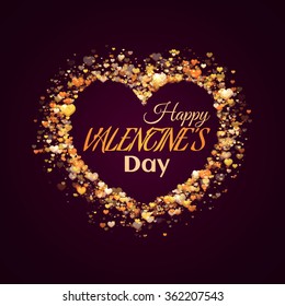 Happy valentine day banner. Heart with title. Vector illustration.