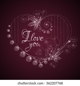 Happy valentine day banner. Heart with title. Vector illustration