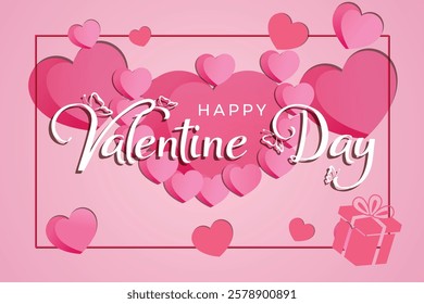 Happy valentine day banner with hearts made of plasticine. valentine day Social media post.
happy Valentine's Day Poster or banner with many hearts. vector illustration design.