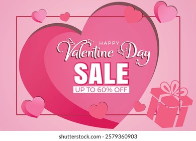 Happy valentine day banner with hearts made of plasticine. valentine day Social media post.
happy Valentine's Day Poster or banner with many hearts. vector illustration design. 50% off, 60% off.