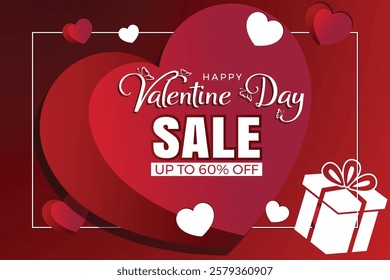 Happy valentine day banner with hearts made of plasticine. valentine day Social media post.
happy Valentine's Day Poster or banner with many hearts. vector illustration design. 50% off, 60% off.