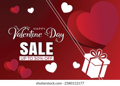 Happy valentine day banner with hearts made of plasticine. valentine day Social media post.
happy Valentine's Day Poster or banner with many hearts. vector illustration design. 50% offer banner.