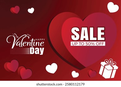 Happy valentine day banner with hearts made of plasticine. valentine day Social media post.
happy Valentine's Day Poster or banner with many hearts. vector illustration design. 50% offer banner.