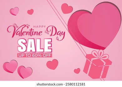 Happy valentine day banner with hearts made of plasticine. valentine day Social media post.
happy Valentine's Day Poster or banner with many hearts. vector illustration design. 50% offer banner.