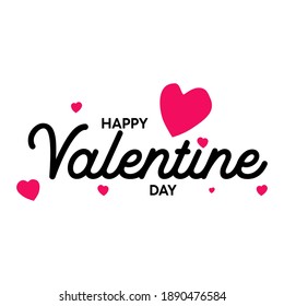 happy valentine day calligraphy font on white background vector illustration