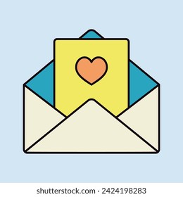 Happy Valentine day Card in envelope icon. Heart sign, symbol background wallpaper for Love, Sweet, Wedding event