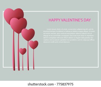 Happy valentine day card with heart shaped trees vector