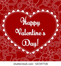 Happy valentine day card on floral pattern