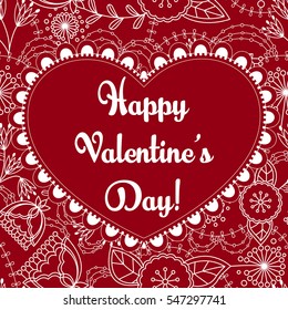 Happy valentine day card on floral pattern