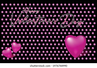 Happy Valentine day card template. Red heart with pink polkadot and dark background. Concept for valentine's day greeting card, banner, poster in vector illustration. vector eps10
