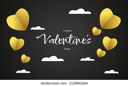 Happy Valentine day card template. Elegant golden black Concept for valentine's day greeting card, banner, poster in vector illustration.Eps10 vector