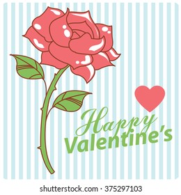 Happy valentine day cards with Rose Vector Illustration