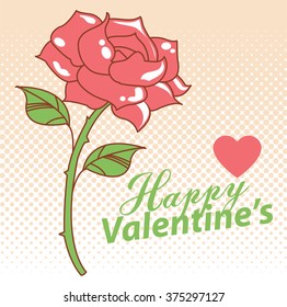 Happy valentine day cards with Rose Vector Illustration